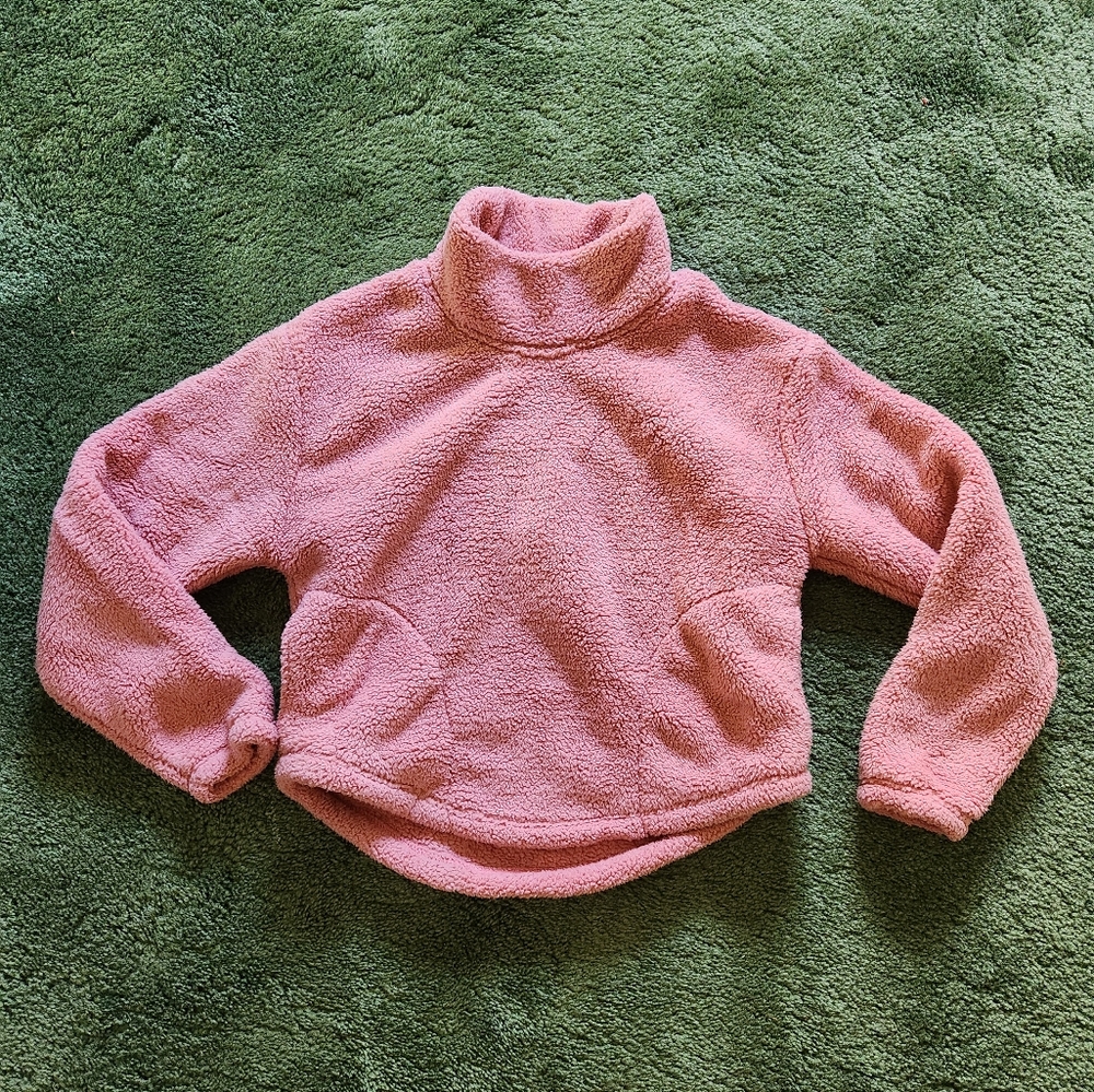 Pink Fleece Turtleneck Sweater